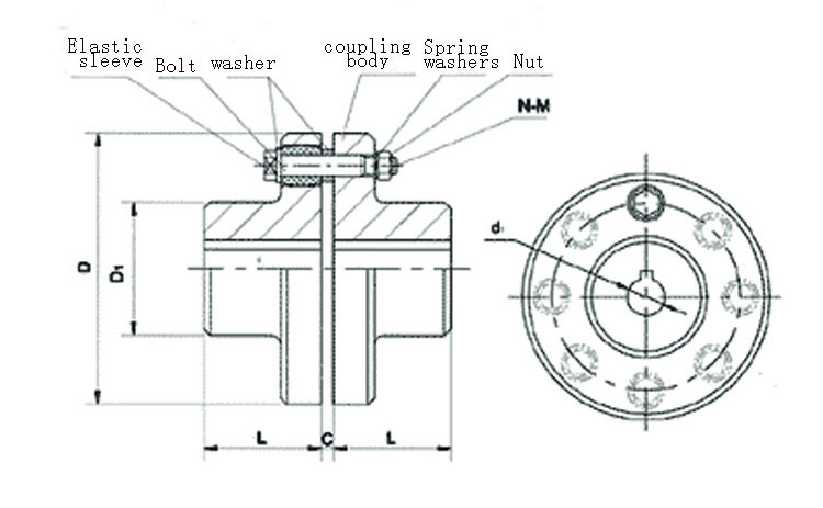 Flexible Pin Bush Coupling FCL 100 FCL 160 FCL 200 Cast Iron For Power Machine