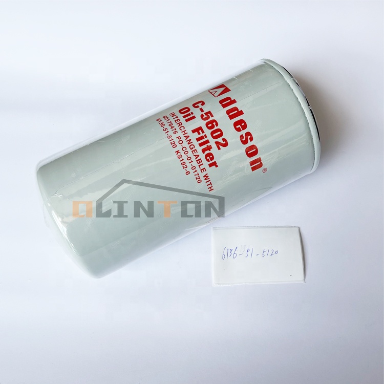 Construction Works 6136-51-5120 Oil Filter for KOMATSU Excavator Parts 6136-51-5120