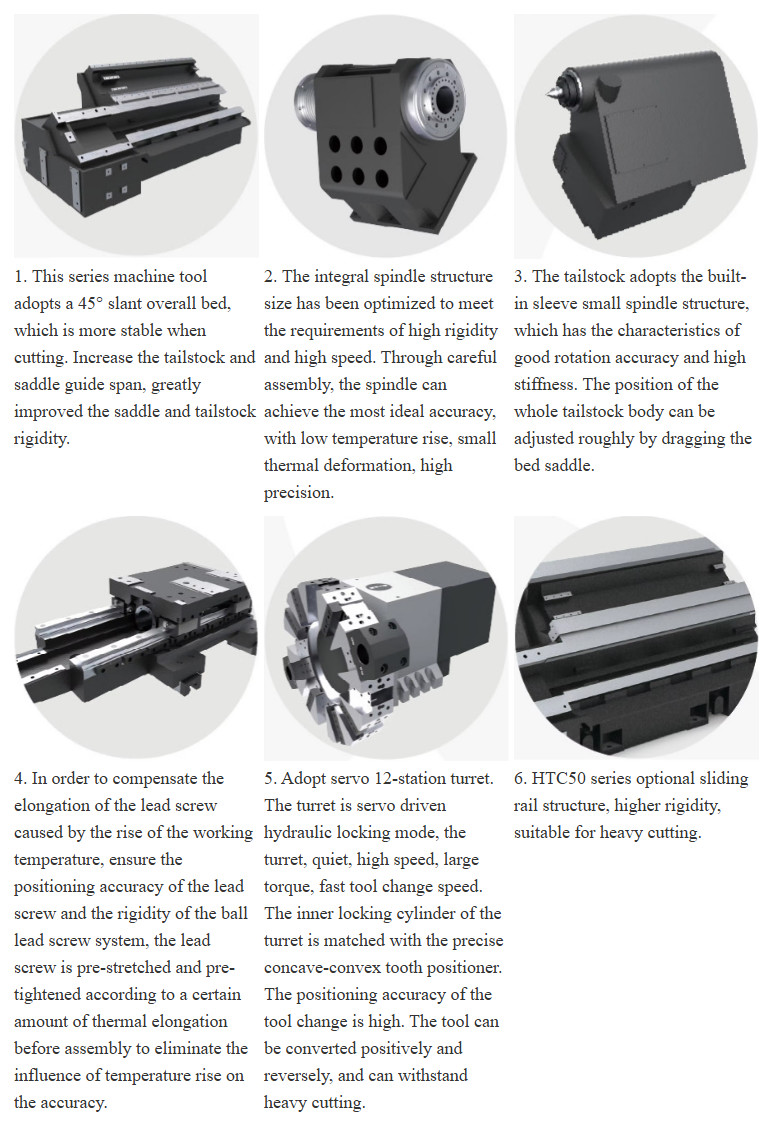 SMTCL Heavy Duty Hard Rail CNC Lathe Machine HTC50P 3 Axis CNC Milling With Live Tools CNC Lathe Machine