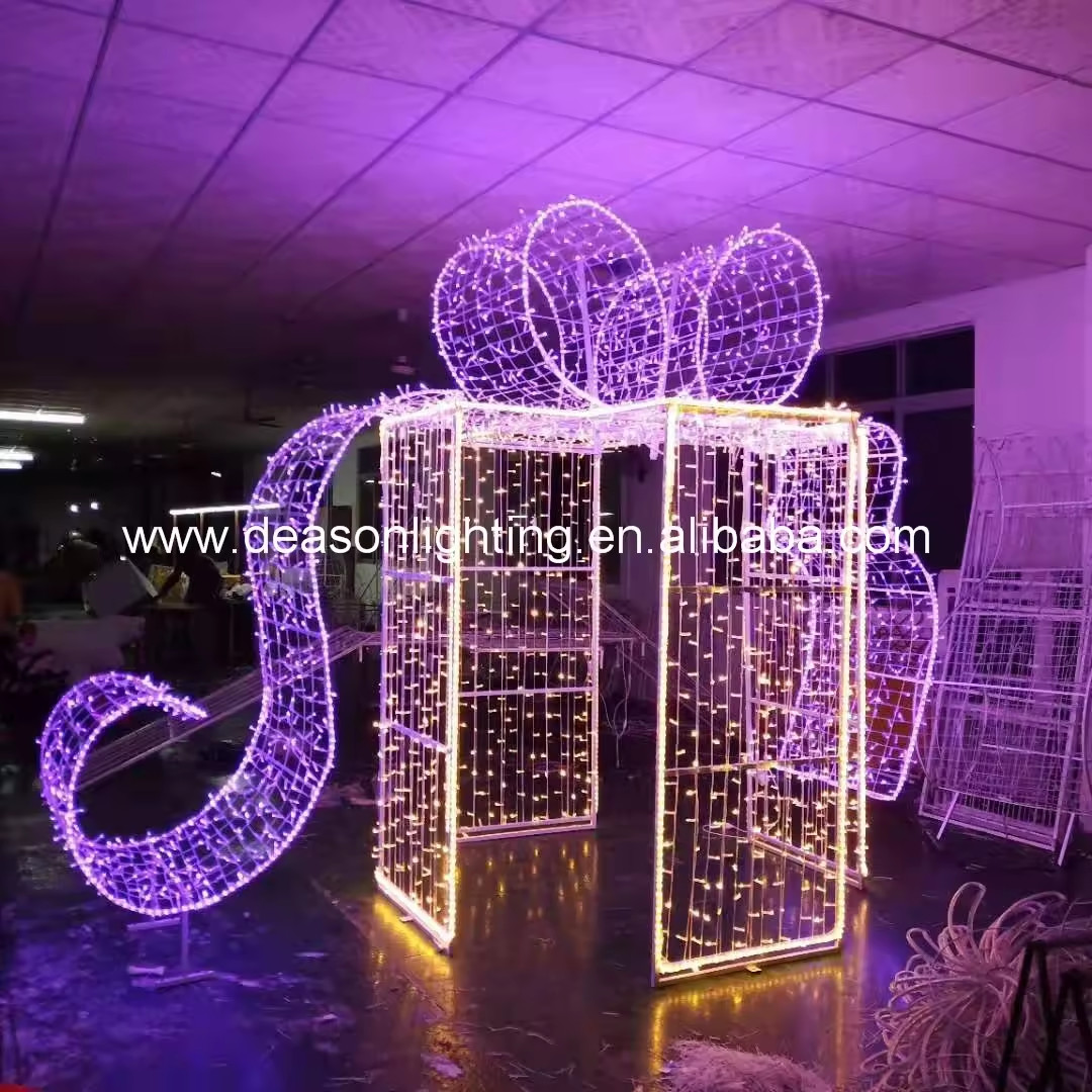 Giant outdoor christmas gift box lights