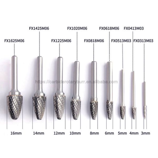 Customized High Quality Power Tools Parts Gold Coated Electric Hardware Grinding Tool Yellow Coating Tungsten Carbide Burrs