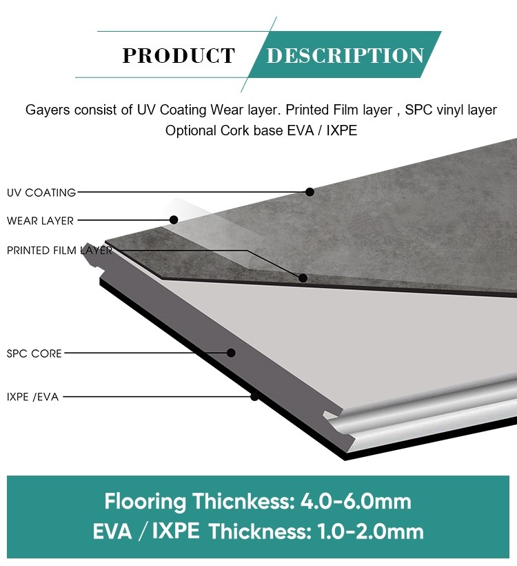 Floor Interlock Click 4mm Vinyl SPC Click Flooring Indoor Tiles