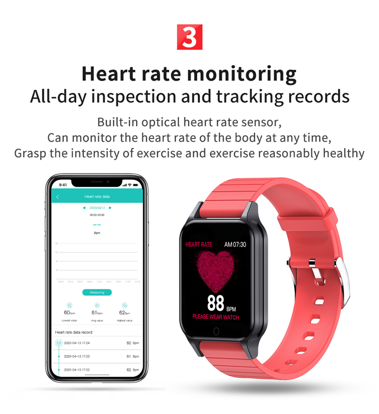 T96 Smartwatch Body Temperature Kids Waterproof Measuring Gts T96 Bracelet Fitness Health Tracker ECG