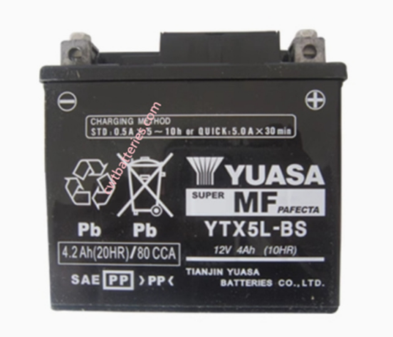 Yuasa YTX5L-BS Battery 12V 4Ah 10HR for High-performance Motorcycles Watercraft New Original