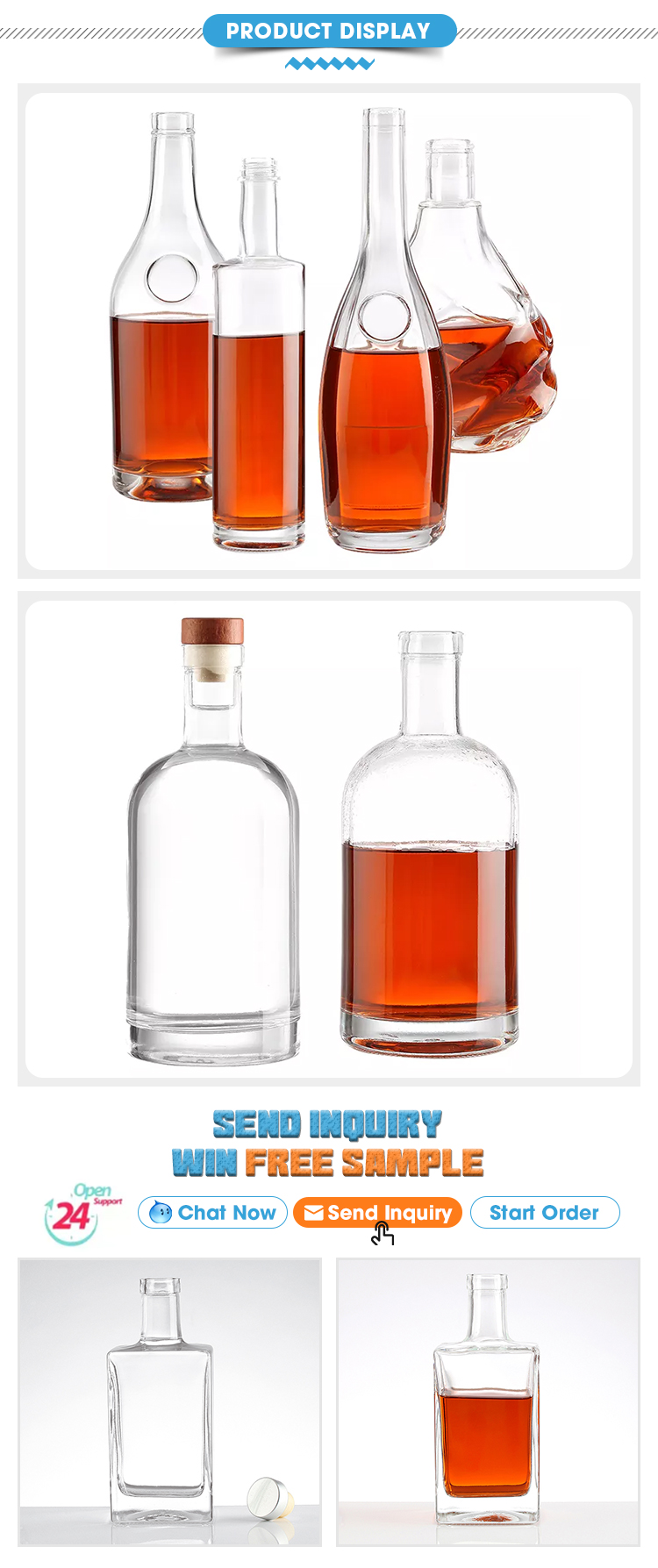 Custom Color 200ml/296ml/375ml/80ml/500ml/750ml/1500ml Glass Borosilicate Wine Bottle