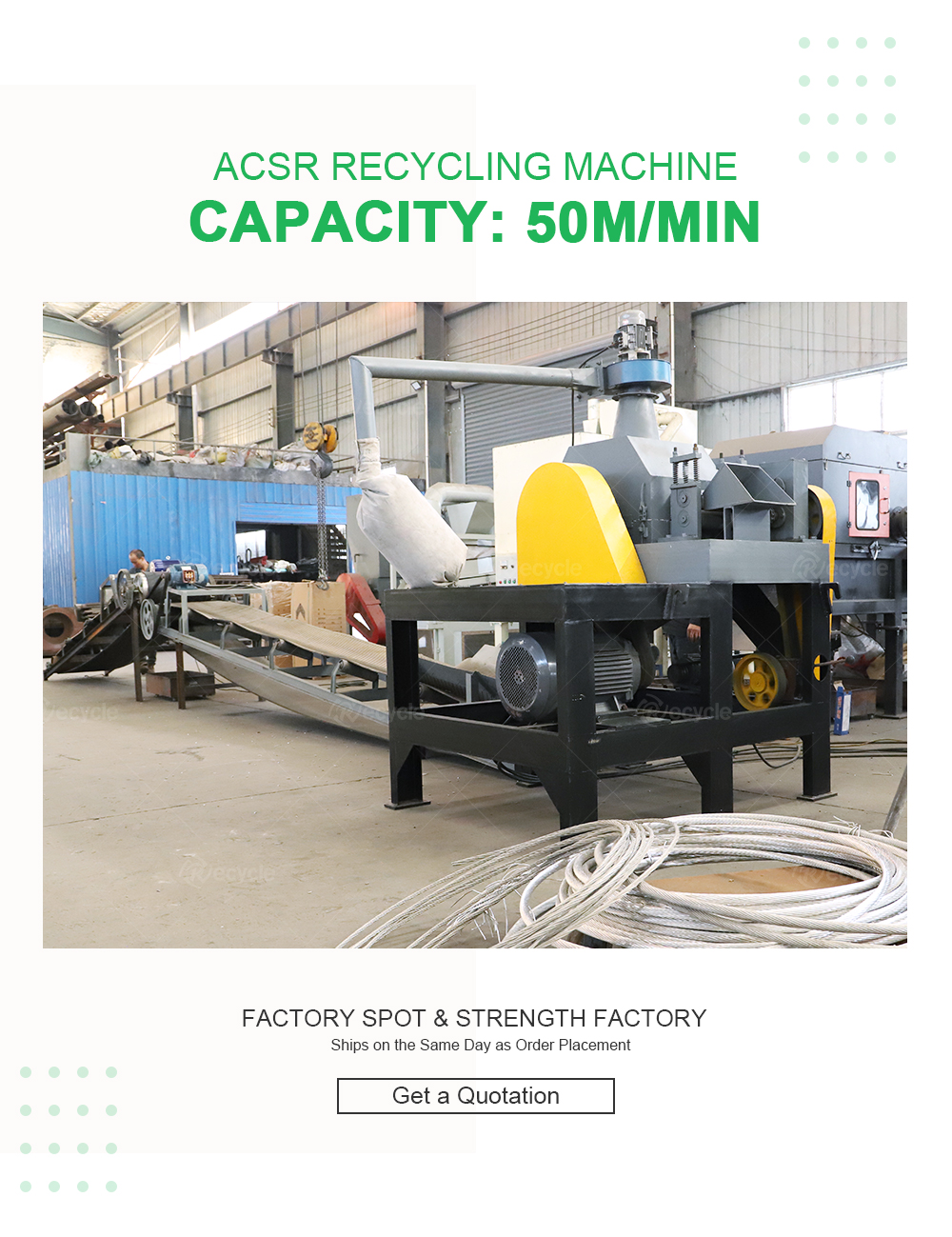 Waste ACSR Recycling Machine High Separation Rate 1 Year Warranty