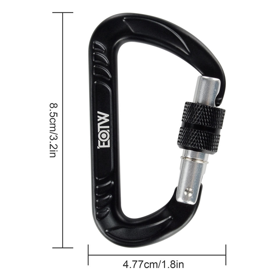 Climbing Aluminum Carabiner with Galvanized Finish CE Certified D Shape Screw Gate