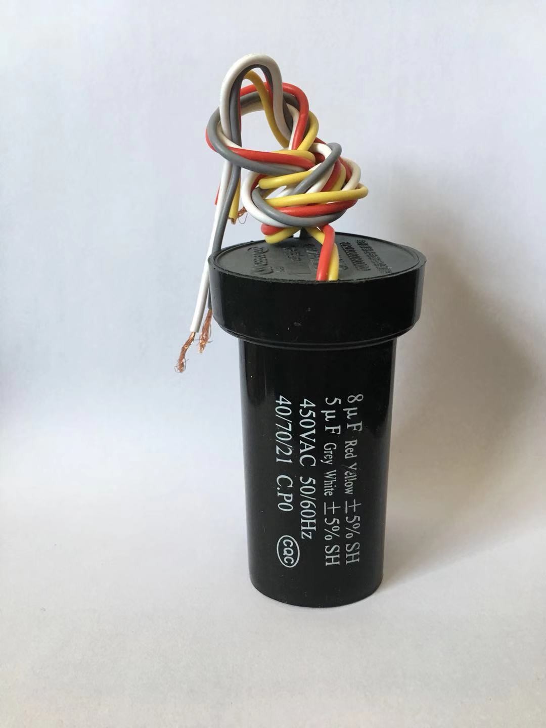 washing machine motor run capacitor capacitor with CE certificate ,8+5uF ,450VAC ,4 wires leading