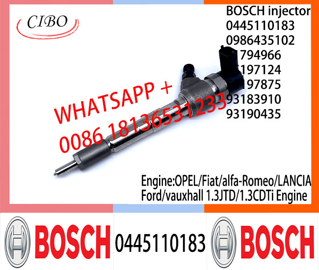 Diesel Common Rail Injector 0445110183 0986435102 55197875 for OPEL/Fiat/alfa-Romeo/LANCIA/Ford/vauxhall 1.3JTD/1.3CDTi