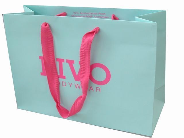 Hand made luxury customized shopping paper bag with cotton rope handle