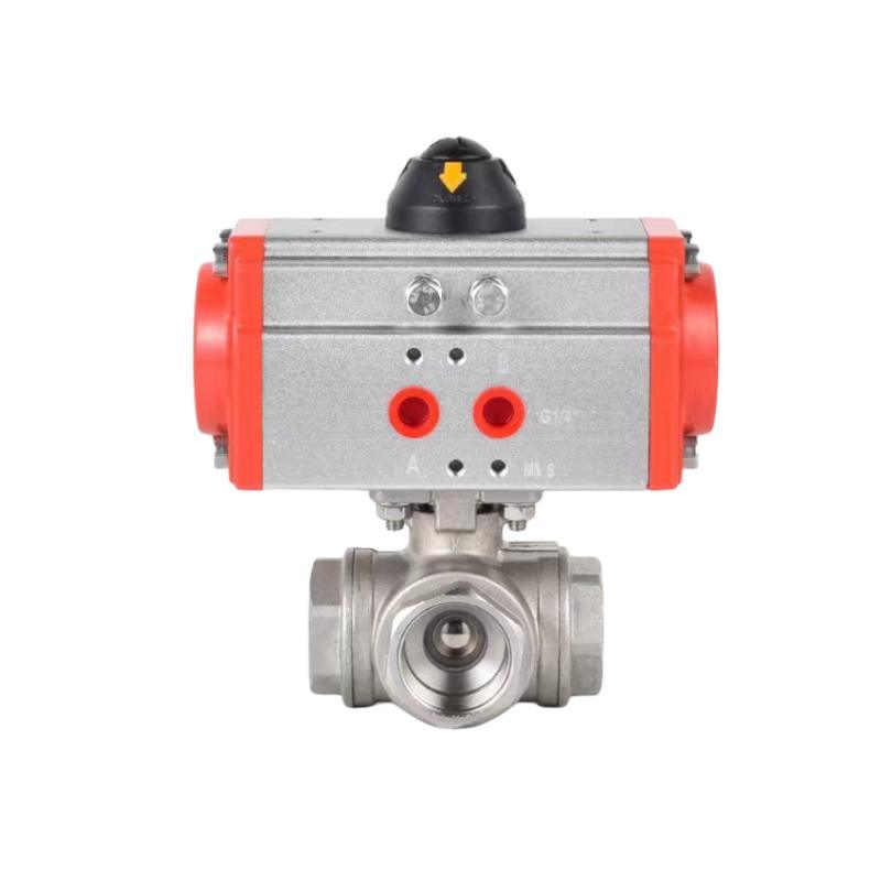 Pn16 Three-Way Stainless Steel Ball Valve with Pneumatic Actuator
