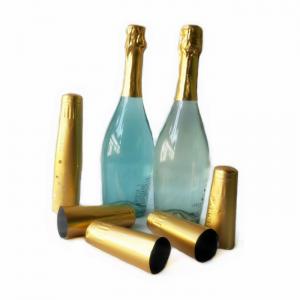 Buy cheap Glass Wine Bottle Shrink Caps Gold Black PVC Shrink Capsules SGS product