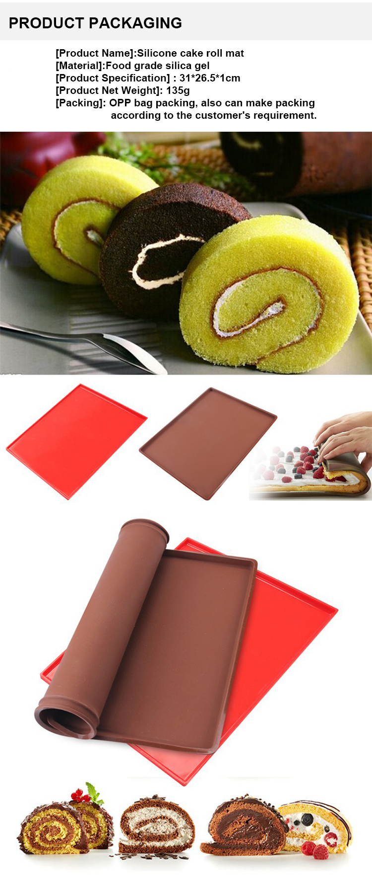 135g Anti Slip Silicone Kitchen Product Silicone Rolling Mat