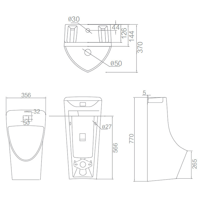 ARROW AN636 Mens Sensor Urinal Floor Standing Modern Design Top / Back Water Inlet