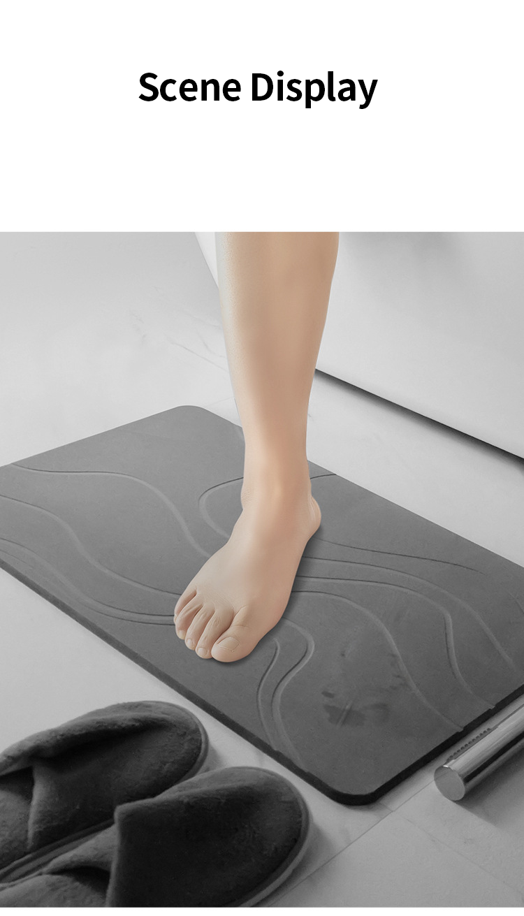 Non Anti Slip Quick Drying Diatomaceous Earth Stone Bath Mat Custom Size 60*39cm