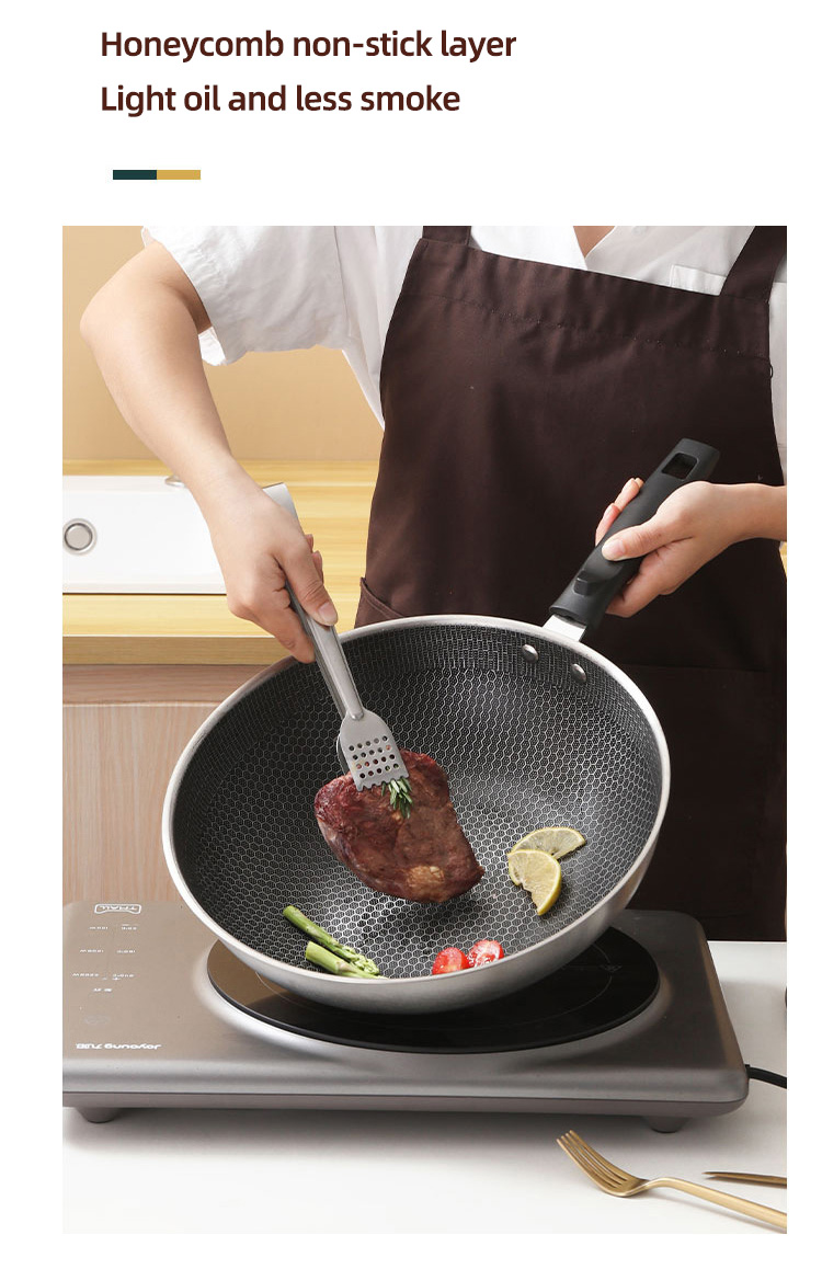 Silver Cooking Kitchen Metal Cooking Pan Glass Cover Non Stick Frying Pan