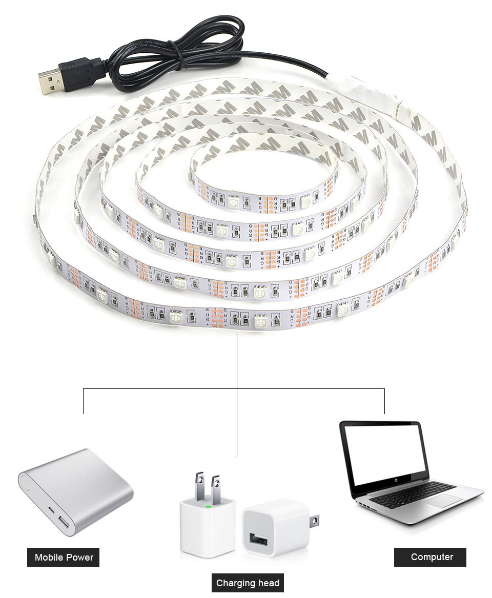 5V USB 5050 Self Adhesive LED Strip RGB 5000mm Addressable Led Strip