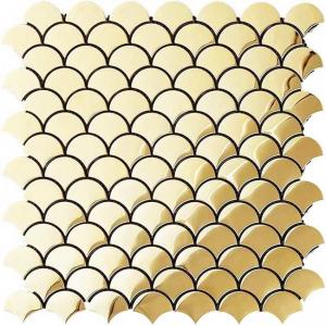 China Shell Shape Metal Brushed Stainless Steel Mosaic Tiles ASTM 304 305x305mm on sale