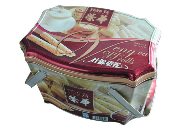 390g Gift Tin Cans With Handle Clasp 5L Metal Gift Tin Box