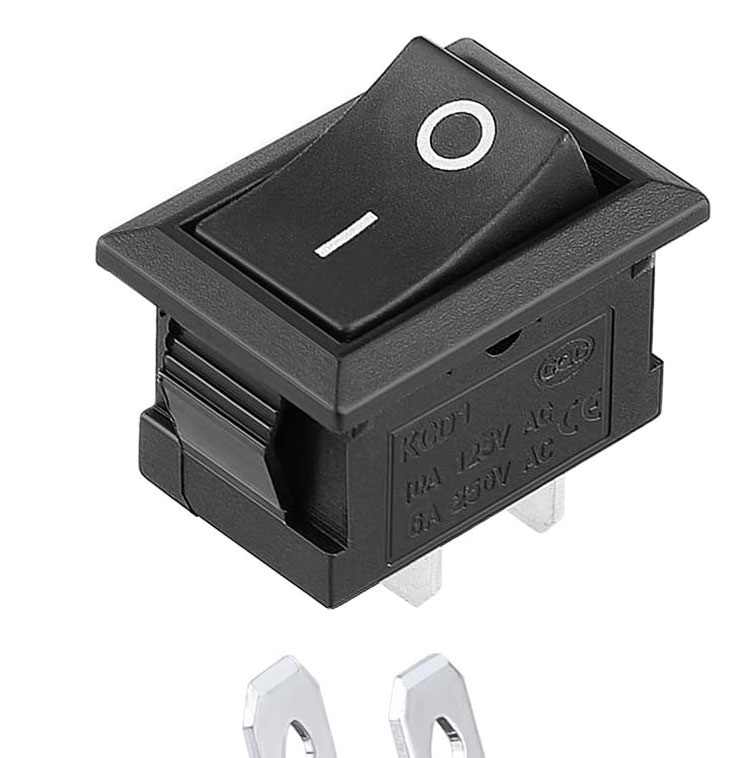 AC 6A/250V 10A/125V Black 2 Pin Position Snap in ON OFF Electrical Boat Rocker Switch