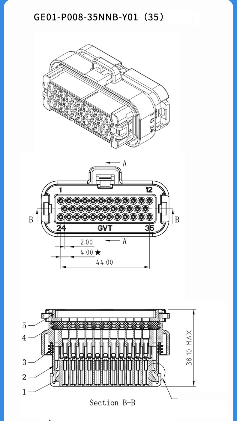 ACN New Energy Vehicle Connectors PTFE ABS Plastic Enclosure Injection Mold