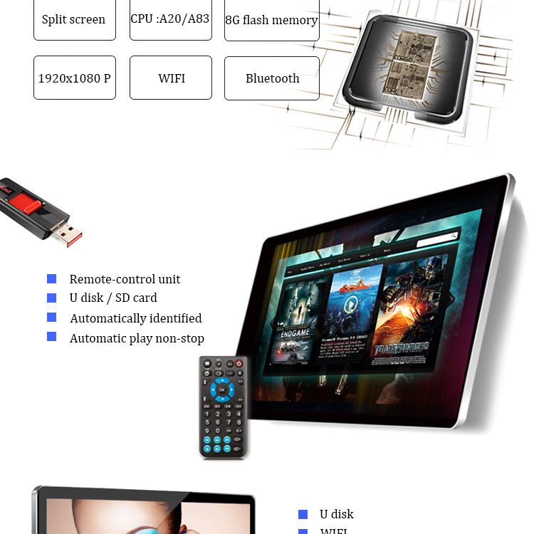 Super Slim! Wall Mounting stand alone lcd digital sinage