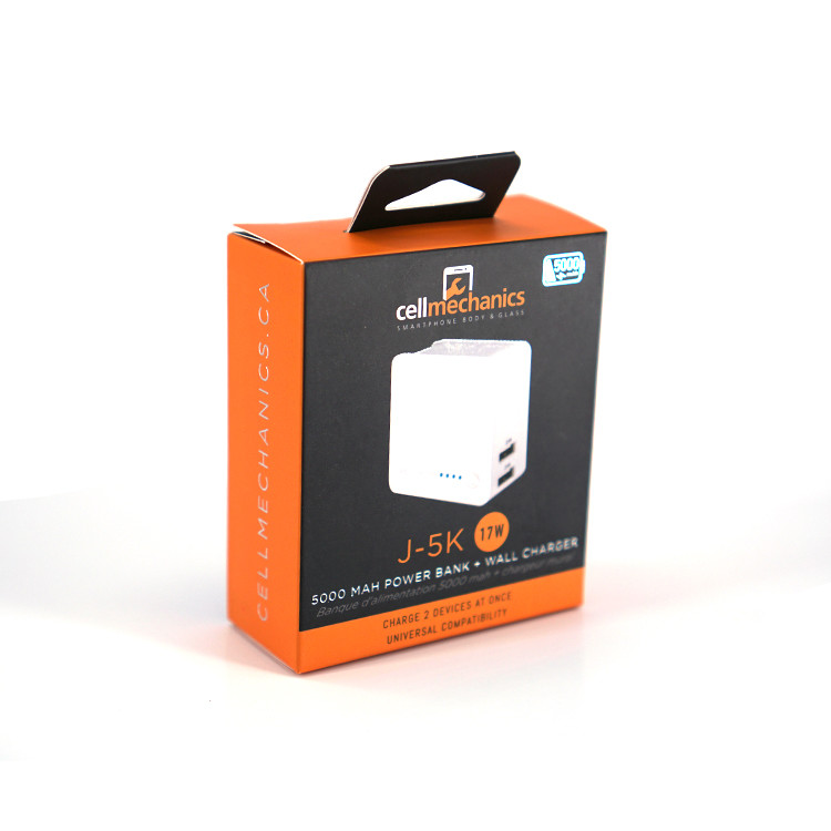 Hot Stamping Tempered Glass Packing Box Power Bank Packaging Printing With Hanger 82mm*46mm*97mm