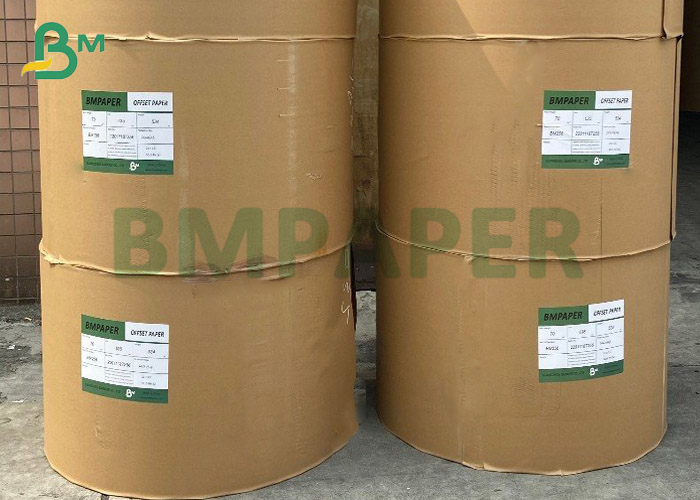 Jumbo Rolls 70gsm 80gsm Opaque White Offset Book Text Paper 635mm Width 