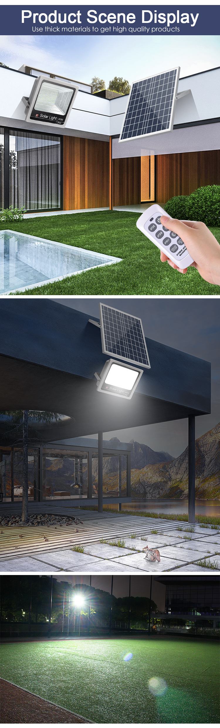 200w 500w Solar Powered Flood Lamps IP66 Solar Lights Floodlights