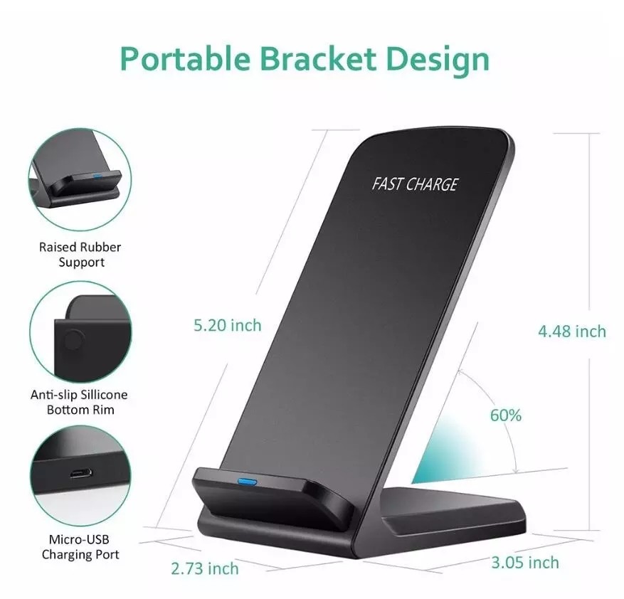 12W 5W 15W QI Standard Wireless Phone Charging Stand OEM accepted