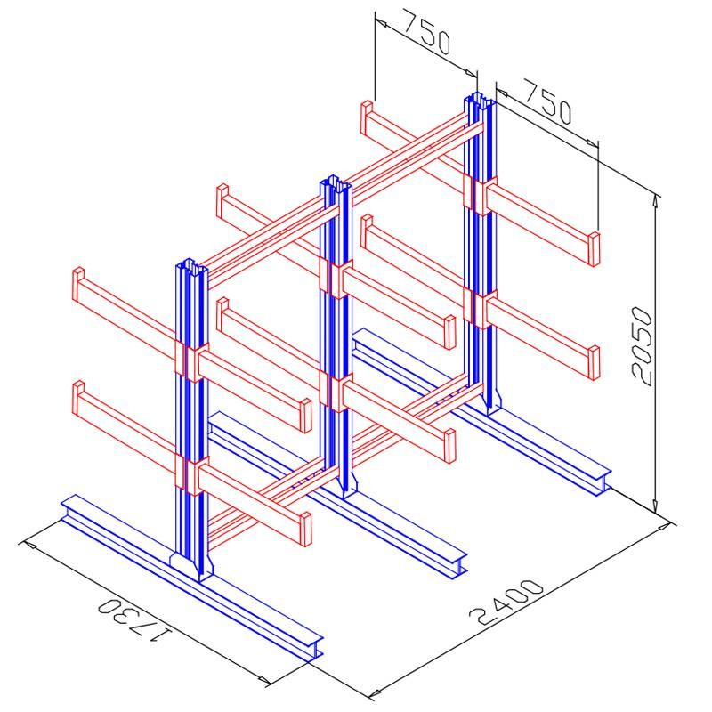 1500KG Cantilever Steel Rack ODM Heavy Duty Cantilever Shelving