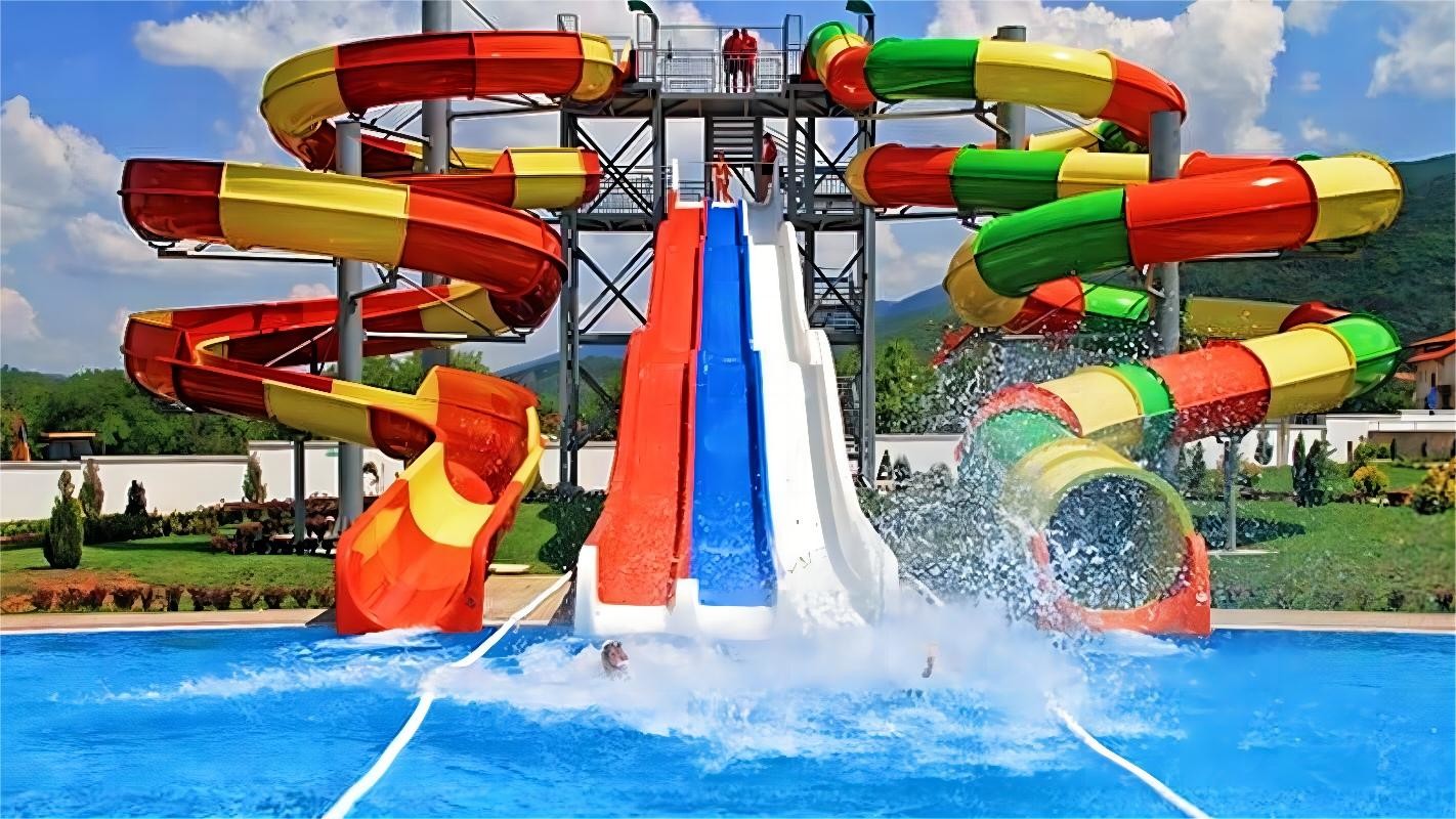 Outdoor Water House Swimming Pool Amusement Rides Sport Fiberglass Slide For Kids