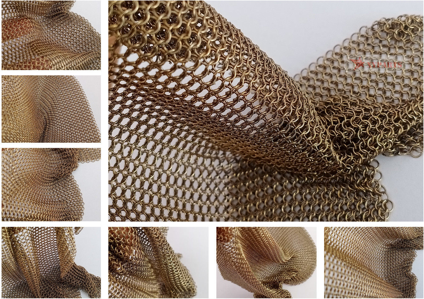 Brass Color Chainmail Mesh Curtain Interior Space Decoration 0.53MM 3.81MM