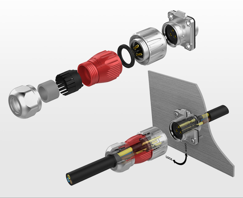 Solid Quality 9 pin Circular Connector with TUV/UL/CCC Certification DC Jack Connector Cable for Signal Equipment