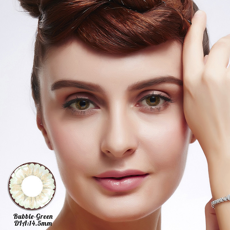 ISO13485 HEMA NVP Olive Gem Green Contact Lens For Big Eyes Oem