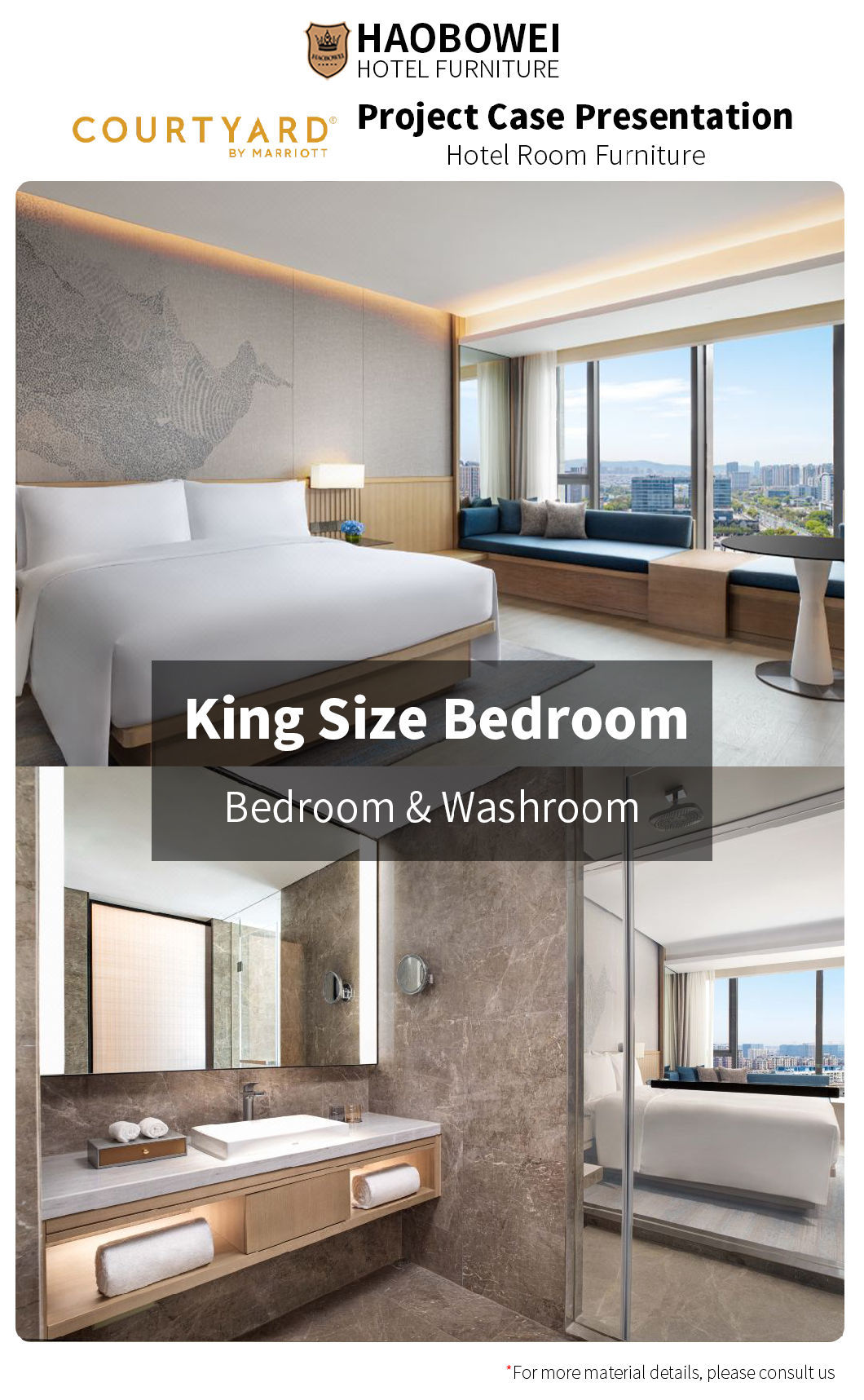 Foshan China 4 Star King Size Bedroom Set Marriott Resort Hotel Furniture