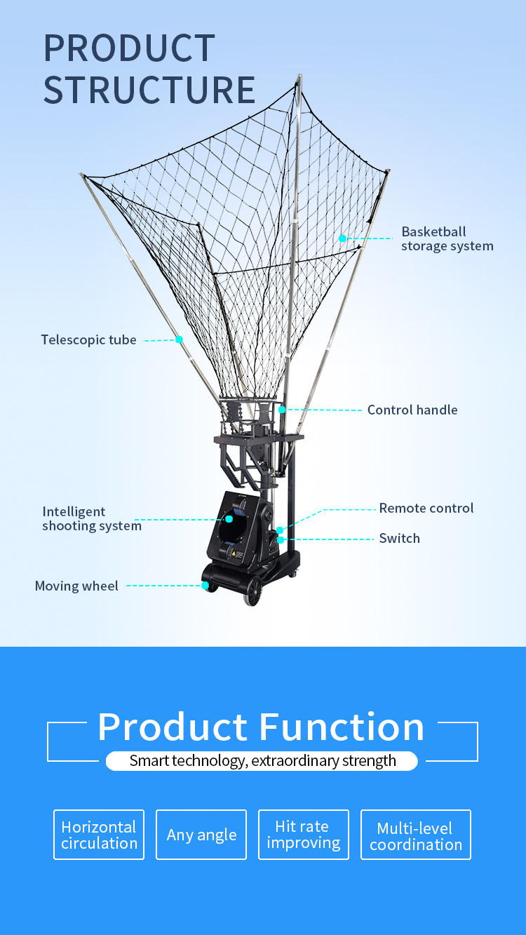 240V AC Black Color Basketball Shooting Machine Adjustable Speed Adult Use