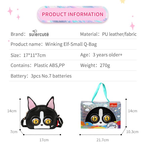 Supercute Pu Interactive Kids Messenger Bag Blinking Shoulder Bag For Children