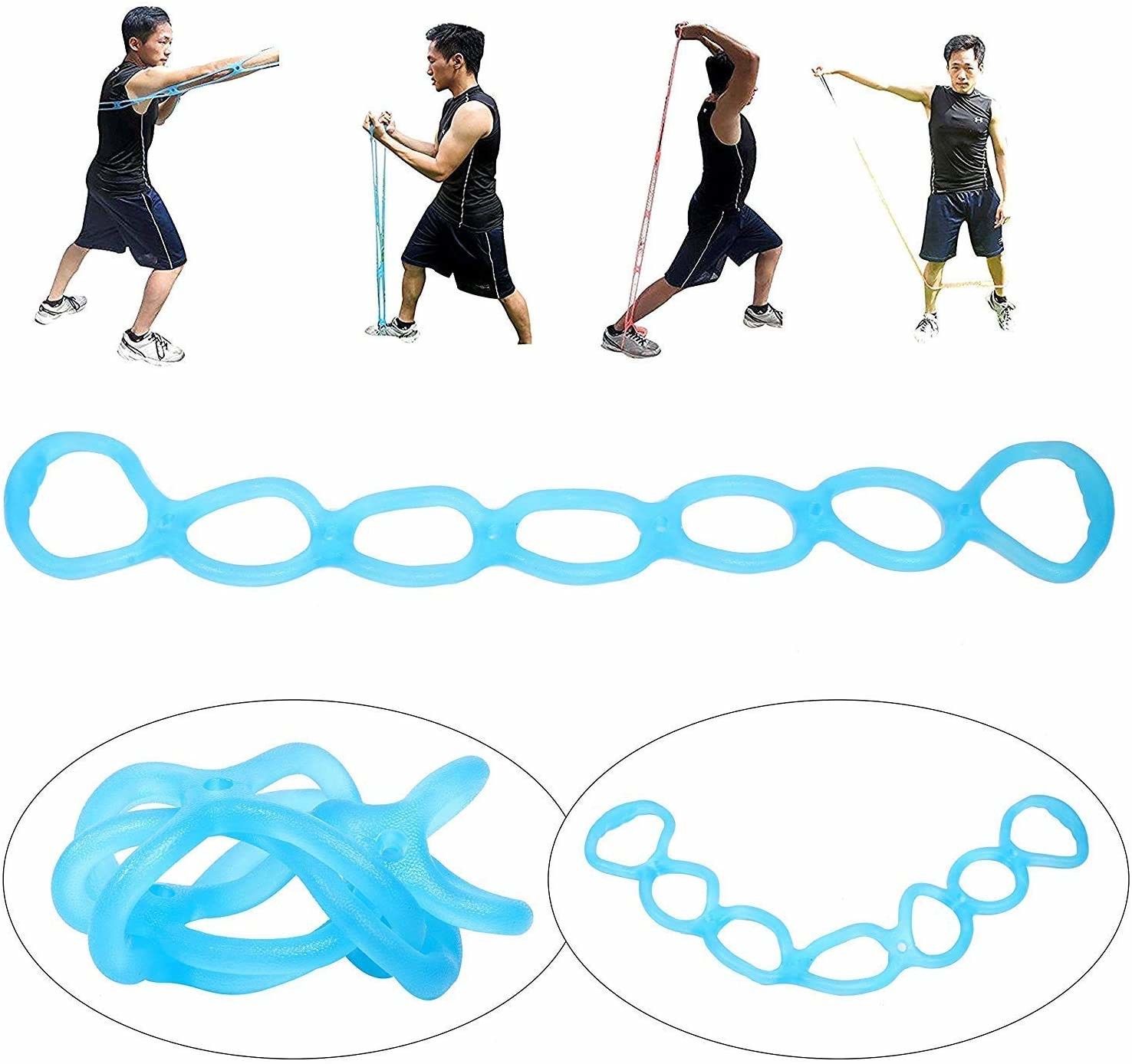 Silicone 7 Ring Stretch And Resistance Exercise Band Fitness Home Gym Physical Therapy Band
