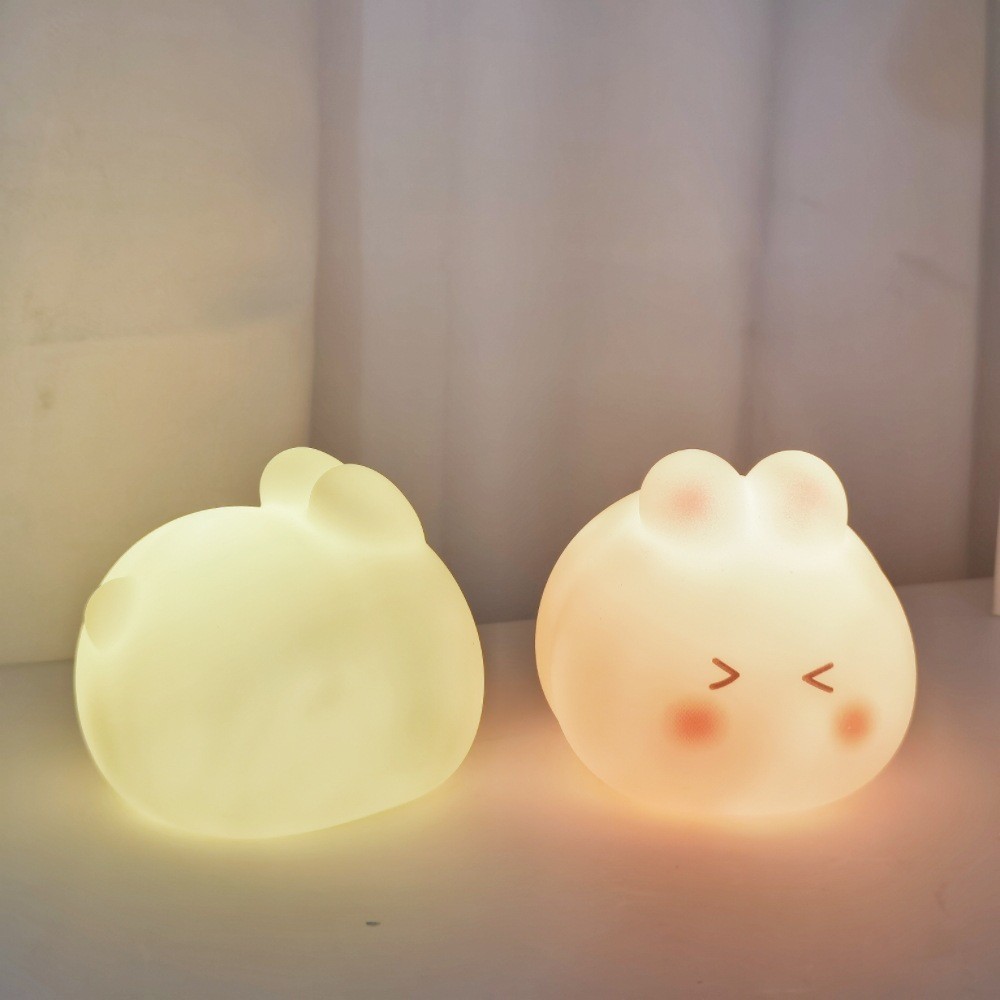 Rabbit Night Light For Kids Lamp Cute Lamp 16 Colors Tap Silicone Kids Night Light For Kids Night Light USB Rechargeable