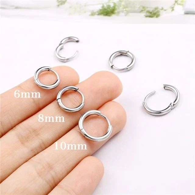 Simply Rose Gold 8mm Hinged Huggie Small Hoop Stainless Steel Earrings For Graduation