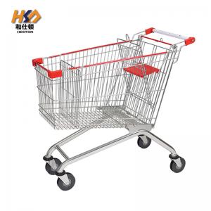 China 125ltr Iron Wire Grocery Shopping Trolley Cart German Style 1.05M With Wheels on sale
