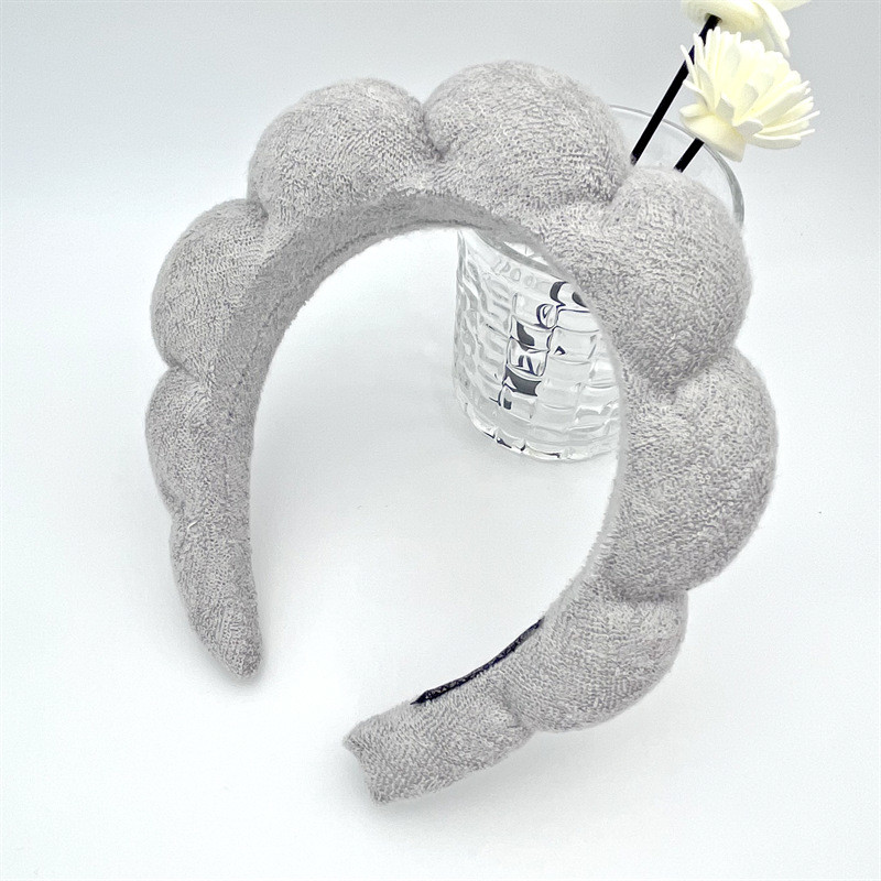 Spa Headband for Women Sponge Puffy Makeup Headband Spa Headband Terry Towel Cloth Fabric Head Band Yoga Washing Face