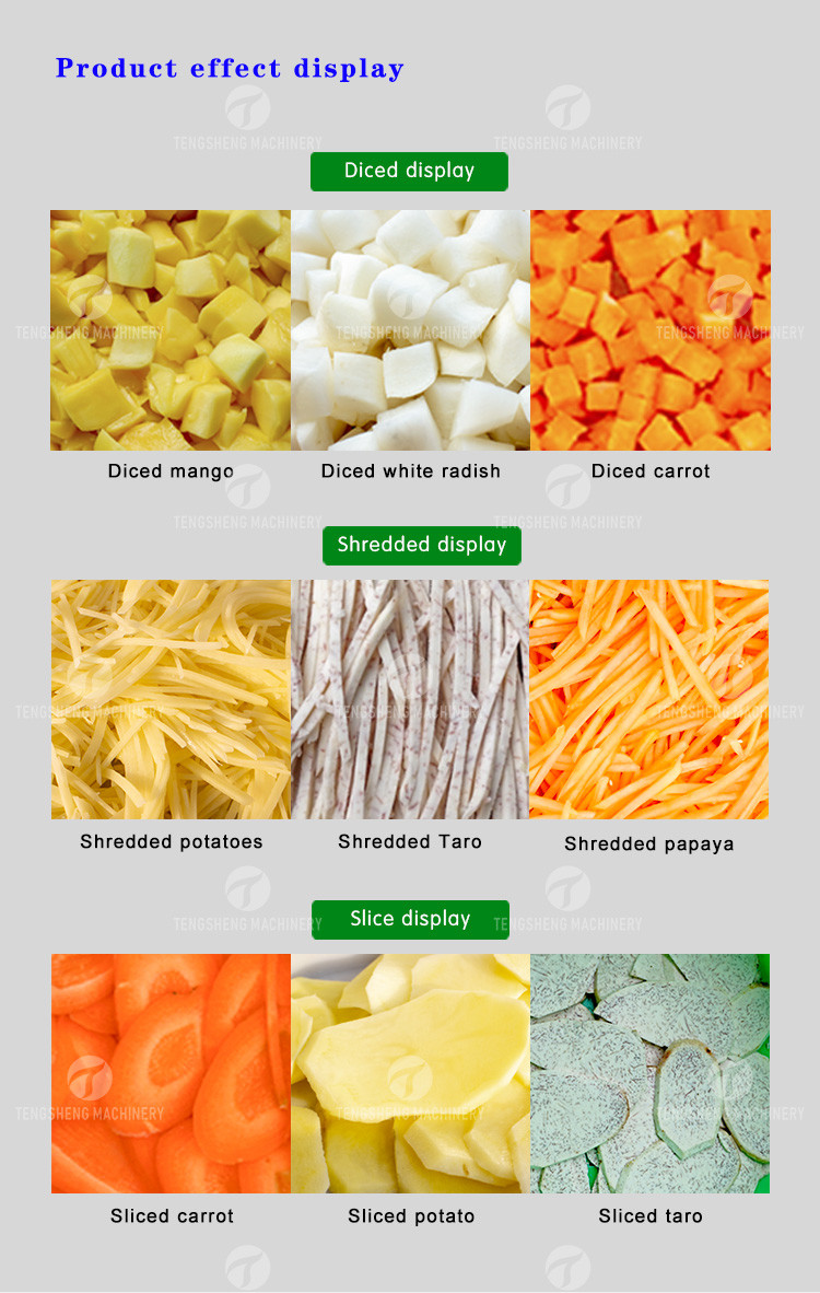 SS Slender No Sticky Edges Vegetable Processing Machine Tengsheng