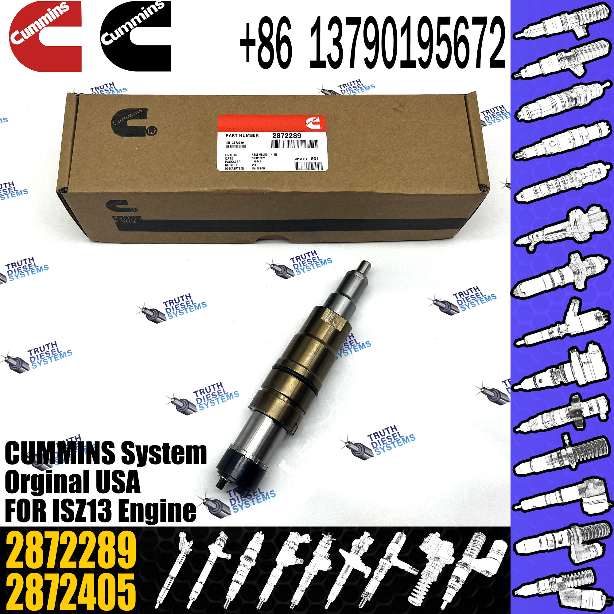 Cummins ISZ13 2872544 injector Diesel Fuel Injectors 2031835 575176 2872289 2057401 2058444 2419679