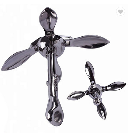 1.5lb 8inch Marine Hardware Folding Grapnel Anchor Silver Claw