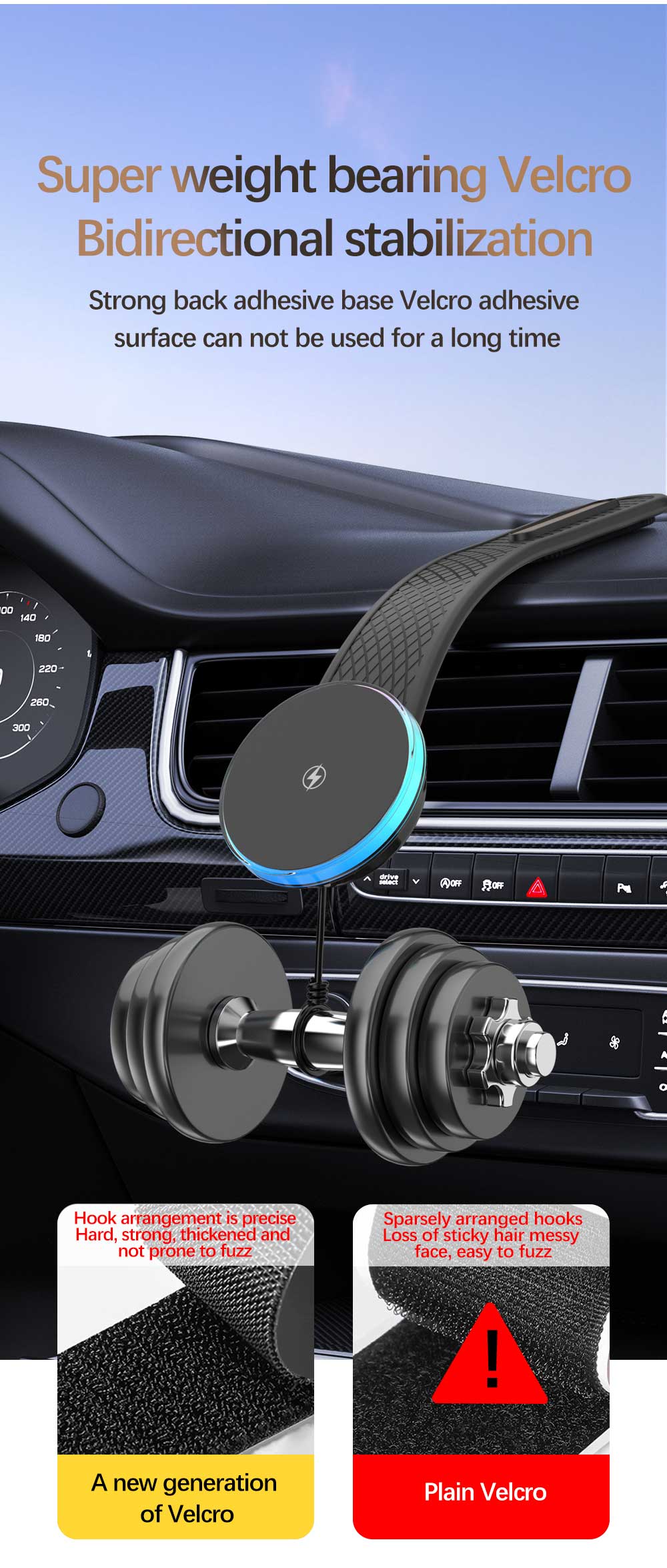 3 In 1 Magnetic Car Charger and Wireless Phone Holder for Charging Frequency 110-205KHZ