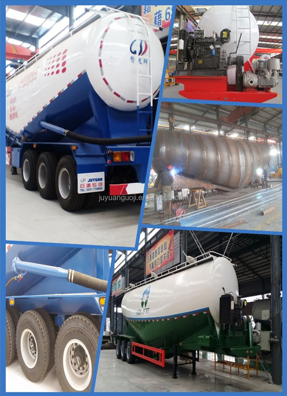 Second Hand 50ton 3 Axle Cement Bulker Trailer for Bulk Powder Tank Semi Trailers