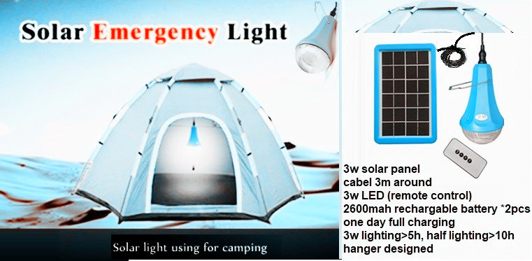 Solar Power Energy System 475lum Solar Rechargeable Lamp with 6 Holes Hub