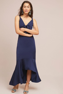 2018Women Fashion New Arrival Ruffled Hem Satin Fabric Bodycon Dress Sex